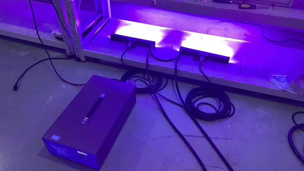 The newly designed UV surface light source is being tested for shipment